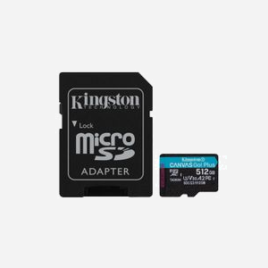 Kingston Technology microSDXC Canvas Go! Plus 512Go UHS-I U3 V30 A2 170Mo/s Lecture, 90Mo/s Écriture, Adaptateur SD inclus