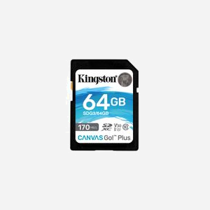 Kingston Technology Carte SDXC Canvas Go! Plus 64Go UHS-I U3 V30 C10, Lecture 170Mo/s, Ecriture 70Mo/s, exFAT, Résist. Chocs/Temp./Rayons X