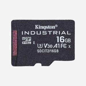 Kingston Technology Industrial MicroSDHC 16Go UHS-I Classe 10 U3 V30 A1, Température -40°C à 85°C, pSLC, 100Mo/s, FAT32, SDCIT2/16GBSP