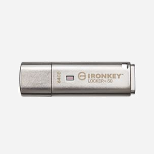 Kingston IronKey Locker+ 50 64Go USB 3.2 Gen 1 Type-A, Chiffrement XTS-AES 256-bit, Protection BadUSB, Compatible Windows/macOS, Référence IKLP50/64GB