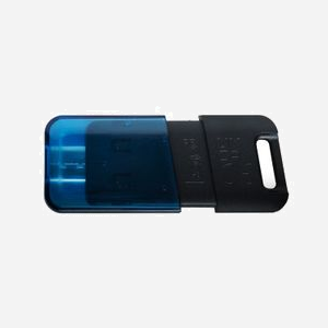 Kingston DataTraveler 80 M 128GB USB-C 3.2 Gen 1, 200 Mo/s Lecture, Format Casquette, Windows/macOS/Linux/Chrome OS, Noir/Bleu, 21.8x54.2x11.6mm - Miniature 3