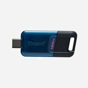 Kingston DataTraveler 80 M 128GB USB-C 3.2 Gen 1, 200 Mo/s Lecture, Format Casquette, Windows/macOS/Linux/Chrome OS, Noir/Bleu, 21.8x54.2x11.6mm - Miniature 2