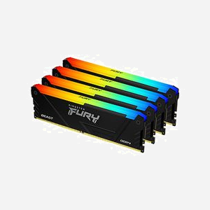 Kingston FURY Beast 128GB (4x32GB) DDR4 3600MT/s CL18 DIMM RGB (KF436C18BB2AK4/128) XMP 2.0, tension 1.35V, radiateur, compatible AMD Ryzen - Miniature 1