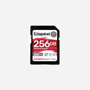 Kingston Technology Canvas React Plus 256GB SDXC UHS-II U3 V60 - Lecture 280Mo/s, Écriture 150Mo/s, Classe 10, exFAT
