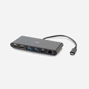 C2G Station d'accueil USB-C 3.2 Gen 1 4K HDMI Ethernet RJ45 1Gbps, 2x USB-A, 2x USB-C, Alimentation 60W, Noir, 133x55.2x14mm