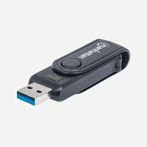 Lecteur Cartes Mémoire Manhattan 101981 USB 3.2 Gen 1 Type-A Noir, Compatible SD/SDHC/SDXC/MMC/MicroSD, Taux de Transfert 5000 Mbit/s