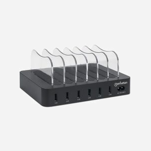 Manhattan 102254 Station de Charge - Noir, 100-240V 1A, 155x125x76.2mm, Câble Secteur inclus, Certifications CE FCC RoHS WEEE ETL - Miniature 2