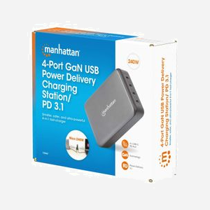 Manhattan 102667 : Chargeur Secteur 240W - 4 Ports USB-C Power Delivery 3.1 (140W max/port) - Compatibilité Téléphone, Tablette, Ordinateur Portable - Miniature 2