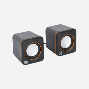 Manhattan 102698 : Enceintes PC 2.0 Filaire 6W RMS Noir/Orange, USB Type-A/C, Impédance 5 Ohm, Rapport Signal/Bruit 80dB, Câble 1.4m - Miniature 2