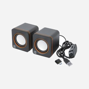 Manhattan 102698 : Enceintes PC 2.0 Filaire 6W RMS Noir/Orange, USB Type-A/C, Impédance 5 Ohm, Rapport Signal/Bruit 80dB, Câble 1.4m - Miniature 5