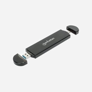 Manhattan 130639 : Enceinte SSD M.2 USB Type-A/Type-C 10Gbit/s, NVMe, Hot Swap, Aluminium Noir, Supports 2230/2242/2260/2280, Windows/macOS/Linux/Android/iPadOS - Miniature 2