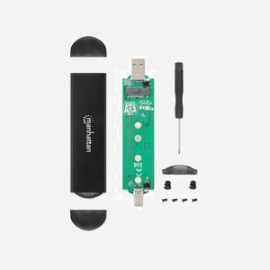 Manhattan 130639 : Enceinte SSD M.2 USB Type-A/Type-C 10Gbit/s, NVMe, Hot Swap, Aluminium Noir, Supports 2230/2242/2260/2280, Windows/macOS/Linux/Android/iPadOS - Miniature 5