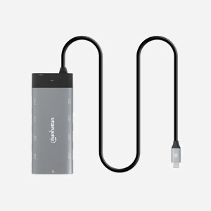 Manhattan 130714 Dock USB-C 3.2 Gen 2, 3x USB-A 3.2 Gen 1, 2x USB-A + 1x USB-C 3.2 Gen 2, 2x HDMI 2.1, Ethernet Gigabit, USB-PD 100W, Gris - Miniature 3
