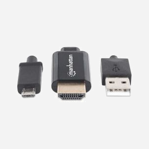 Manhattan 151498 : Câble Adaptateur Vidéo 1.5m HDMI Type A (Standard) vers Micro-USB Type-B, Mâle/Mâle, Noir, Résolution 1920x1080 - Miniature 3