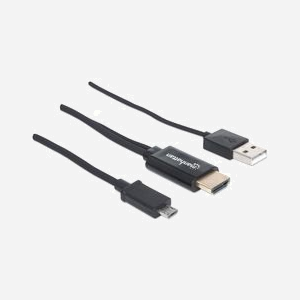 Manhattan 151498 : Câble Adaptateur Vidéo 1.5m HDMI Type A (Standard) vers Micro-USB Type-B, Mâle/Mâle, Noir, Résolution 1920x1080 - Miniature 4