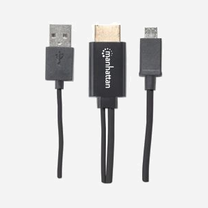 Manhattan 151498 : Câble Adaptateur Vidéo 1.5m HDMI Type A (Standard) vers Micro-USB Type-B, Mâle/Mâle, Noir, Résolution 1920x1080 - Miniature 2