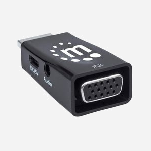 Manhattan 151542 Adaptateur HDMI Mâle vers VGA Femelle & Audio 3.5mm, 1080p, 6.75Gbit/s, PVC Noir, Contacts Nickel/Or, Compatible Windows/Linux/macOS - Miniature 4