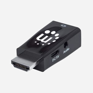 Manhattan 151542 Adaptateur HDMI Mâle vers VGA Femelle & Audio 3.5mm, 1080p, 6.75Gbit/s, PVC Noir, Contacts Nickel/Or, Compatible Windows/Linux/macOS