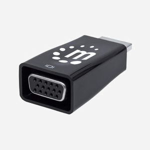 Manhattan 151542 Adaptateur HDMI Mâle vers VGA Femelle & Audio 3.5mm, 1080p, 6.75Gbit/s, PVC Noir, Contacts Nickel/Or, Compatible Windows/Linux/macOS - Miniature 3