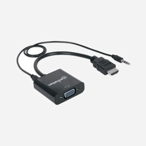 Manhattan Adaptateur Vidéo HDMI vers VGA (D-Sub) + Audio 3.5mm, 0.3m, Mâle/Femelle, Contacts Nickel/Or, AWG 30/32, Noir, HDMI 1.3 - Miniature 2
