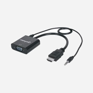 Manhattan Adaptateur Vidéo HDMI vers VGA (D-Sub) + Audio 3.5mm, 0.3m, Mâle/Femelle, Contacts Nickel/Or, AWG 30/32, Noir, HDMI 1.3