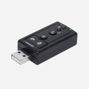 Carte Son Externe Manhattan 152341 USB 7.1 Canaux, Connectique 3.5mm, Décodeur 3D Sound, Compatible Windows/macOS, Noir, 14x26x57mm