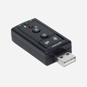 Carte Son Externe Manhattan 152341 USB 7.1 Canaux, Connectique 3.5mm, Décodeur 3D Sound, Compatible Windows/macOS, Noir, 14x26x57mm - Miniature 3