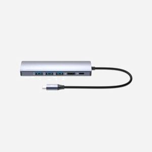 Manhattan 153959 Station d'accueil USB-C 3.2 Gen 1, 3x USB-A, 1x USB-C, HDMI 2.0 4K 60Hz, Ethernet Gigabit, Power Delivery 100W, Aluminium Argent - Miniature 4