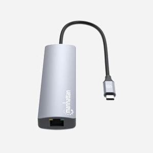 Manhattan 153959 Station d'accueil USB-C 3.2 Gen 1, 3x USB-A, 1x USB-C, HDMI 2.0 4K 60Hz, Ethernet Gigabit, Power Delivery 100W, Aluminium Argent - Miniature 5