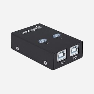 Manhattan 162005 Commutateur USB 2.0 480 Mbit/s - 2 Ports (1 USB Type-B) - ABS Blanc - Câble 1.5m inclus - Compatible Windows/macOS - Plug & Play - Miniature 2
