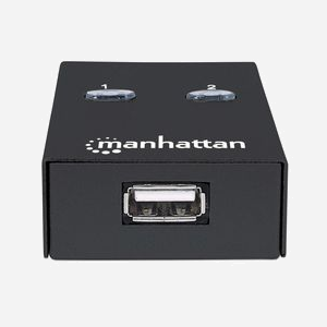 Manhattan 162005 Commutateur USB 2.0 480 Mbit/s - 2 Ports (1 USB Type-B) - ABS Blanc - Câble 1.5m inclus - Compatible Windows/macOS - Plug & Play - Miniature 4