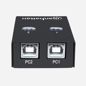 Manhattan 162005 Commutateur USB 2.0 480 Mbit/s - 2 Ports (1 USB Type-B) - ABS Blanc - Câble 1.5m inclus - Compatible Windows/macOS - Plug & Play - Miniature 3