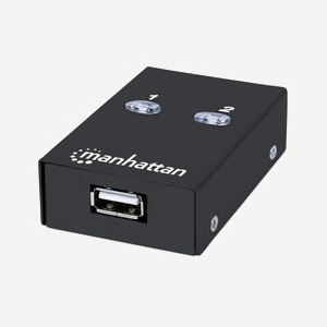 Manhattan 162005 Commutateur USB 2.0 480 Mbit/s - 2 Ports (1 USB Type-B) - ABS Blanc - Câble 1.5m inclus - Compatible Windows/macOS - Plug & Play - Miniature 5