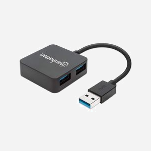 Manhattan 162296 Hub USB 3.2 Gen 1 (3.1 Gen 1) 4 Ports Type-A 5Gbps, Alimentation Secteur, Compatible Windows et macOS, Noir - Miniature 1