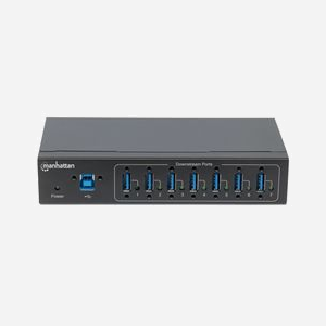 Manhattan 164405 Hub USB 3.2 Gen 1, 7 Ports Type-A, Métal Noir, 5000 Mbit/s, Entrée DC 9-40V, Windows/Mac OS, 32x158x80mm - Miniature 4