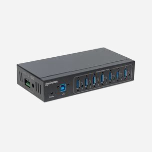 Manhattan 164405 Hub USB 3.2 Gen 1, 7 Ports Type-A, Métal Noir, 5000 Mbit/s, Entrée DC 9-40V, Windows/Mac OS, 32x158x80mm - Miniature 3
