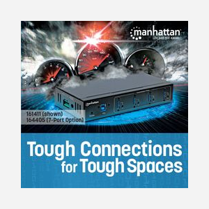 Manhattan 164405 Hub USB 3.2 Gen 1, 7 Ports Type-A, Métal Noir, 5000 Mbit/s, Entrée DC 9-40V, Windows/Mac OS, 32x158x80mm - Miniature 2