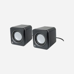 Manhattan Set d'enceintes 2.0 USB 3W Noir - Satellites 90-20000Hz, 4 Ohm, SNR 80dB - Câble 0.9m - PC/Portable - 64x69x65mm - Ref 166898 - Miniature 1