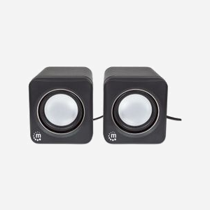 Manhattan Set d'enceintes 2.0 USB 3W Noir - Satellites 90-20000Hz, 4 Ohm, SNR 80dB - Câble 0.9m - PC/Portable - 64x69x65mm - Ref 166898 - Miniature 3