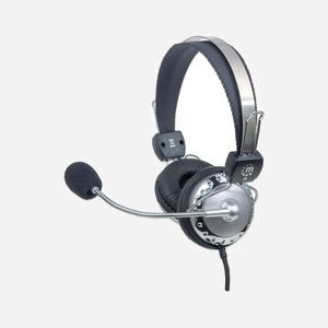 Manhattan 175517 Casque Filaire Arceau Supra-Aural Gris, 20-20000Hz, Micro Boom Omnidirectionnel, Câble 2.5m, Connecteur 3.5mm, 32 Ohm, 340g - Miniature 2