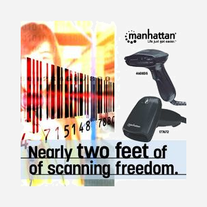 Manhattan 177672 Lecteur Code Barre 1D CCD Portable, Lecture 500 scans/sec, Distance 50cm, USB, Câble 1.5m, Codes 1D Supportés, Noir - Miniature 2