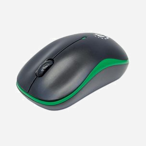 Souris Optique sans Fil Manhattan 179393, 1000 DPI, RF 2.4GHz, 3 Boutons, Ambidextre, Noir/Vert, Portée 10m, Pile AA, Windows/macOS, Certification CE/FCC/WEEE