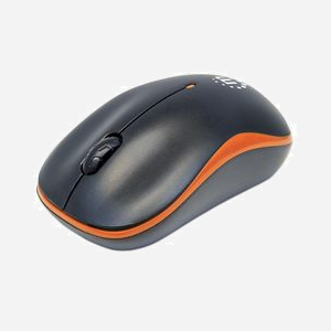 Manhattan 179409 Souris Optique sans Fil 2.4GHz 1000 DPI Ambidextre 3 Boutons ABS Noir/Orange avec Récepteur USB Type-A, Compatible Windows/macOS