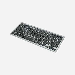 Manhattan 180559 Clavier Bureau Mini QWERTZ Allemand Sans Fil RF + Bluetooth, Commutateur Ciseaux, 78 Touches, Noir/Gris, Compatible Windows/macOS/Linux/Android/iOS