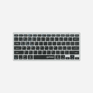 Manhattan 180559 Clavier Bureau Mini QWERTZ Allemand Sans Fil RF + Bluetooth, Commutateur Ciseaux, 78 Touches, Noir/Gris, Compatible Windows/macOS/Linux/Android/iOS - Miniature 2