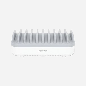 Manhattan 180856 Station de Charge Bureau 10 Ports Plastique Blanc, 120W, 100-240V, Protections Surtension/Sur-courant/Court-circuit, CE/RoHS/REACH/FCC/ETL/UKCA - Miniature 3