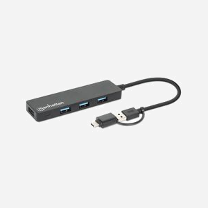 Manhattan Hub USB 3.2 Gen 1 (3.1 Gen 1) 4 Ports Type-A, Interface Hôte Type-A + Type-C, 5 Gbps, ABS Noir, Compatible Windows/macOS/Linux/ChromeOS - Miniature 4