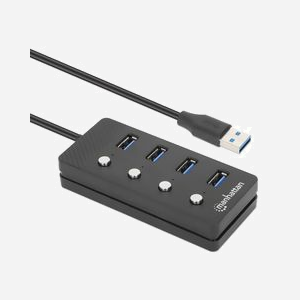 Manhattan 180887 Hub USB 3.2 Gen 1, 4 Ports Type-A, 5000 Mbit/s, ABS Noir, Câble 1.5m, Compatible Windows/macOS/Linux/ChromeOS - Miniature 2