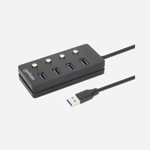Manhattan 180887 Hub USB 3.2 Gen 1, 4 Ports Type-A, 5000 Mbit/s, ABS Noir, Câble 1.5m, Compatible Windows/macOS/Linux/ChromeOS - Miniature 1