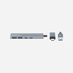 Manhattan 181075 Hub USB 3.2 Gen 1 Type-A/Type-C, 4 ports (2x Type-A, 2x Type-C), 5000 Mbit/s, Aluminium Gris, Windows/macOS/Linux/ChromeOS - Miniature 3